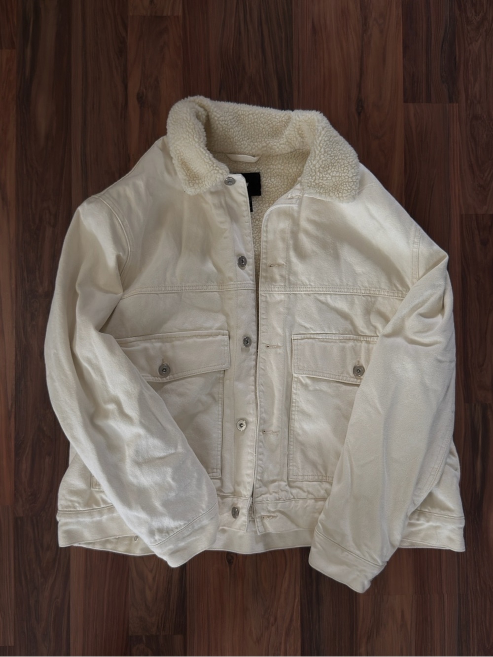 H&M Cream Sherpa Collar Military-Style Field Jacket